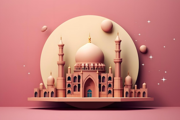 Realistic design ramadan with crescent moon