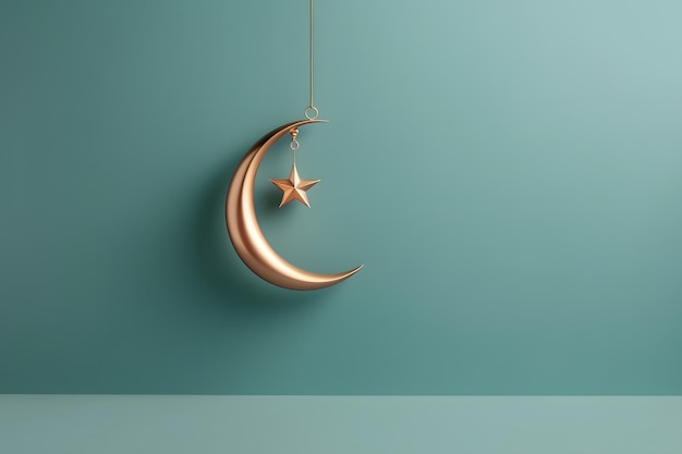 Realistic design ramadan with crescent moon