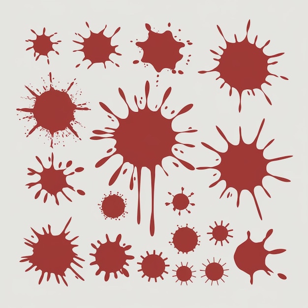 Realistic detailed blood stains isolated blood or paint splatter on alpha transparent background