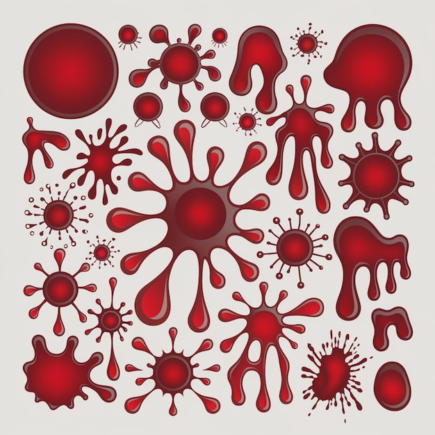 Realistic detailed blood stains isolated blood or paint splatter on alpha transparent background