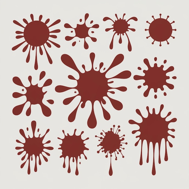 Realistic detailed blood stains isolated blood or paint splatter on alpha transparent background