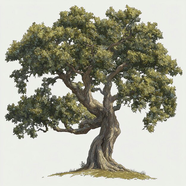 Photo realistic detailed oak tree illustration