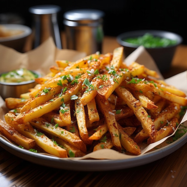 Realistic and detailed photo of finch fries