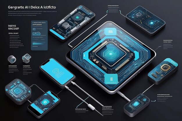 Photo realistic device mockup infographic generative ai