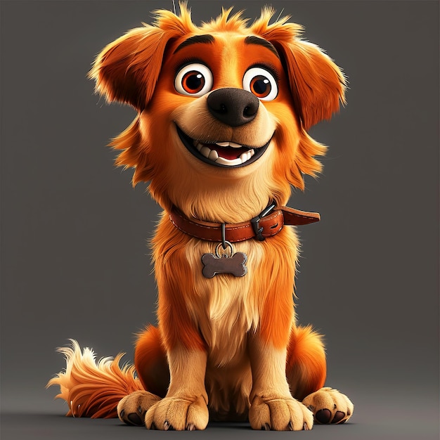 Realistic Dog cartoon illustration 3d Rendered Of Dog Cartoon Character