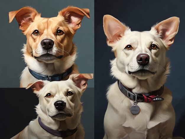 Photo realistic dog portraits capturing the diverse breeds