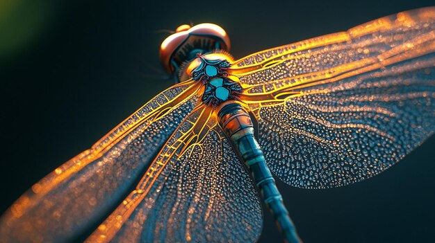 Photo realistic dragonfly wings closeup