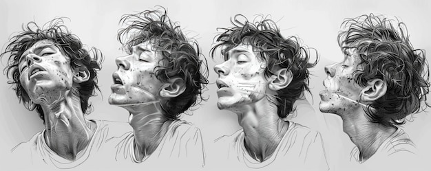 A realistic drawing of a person39s emotions expressed through their facial expressions