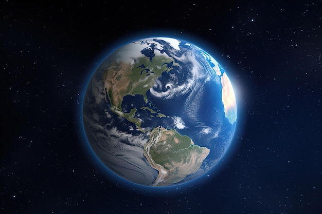 Realistic earth planet in space