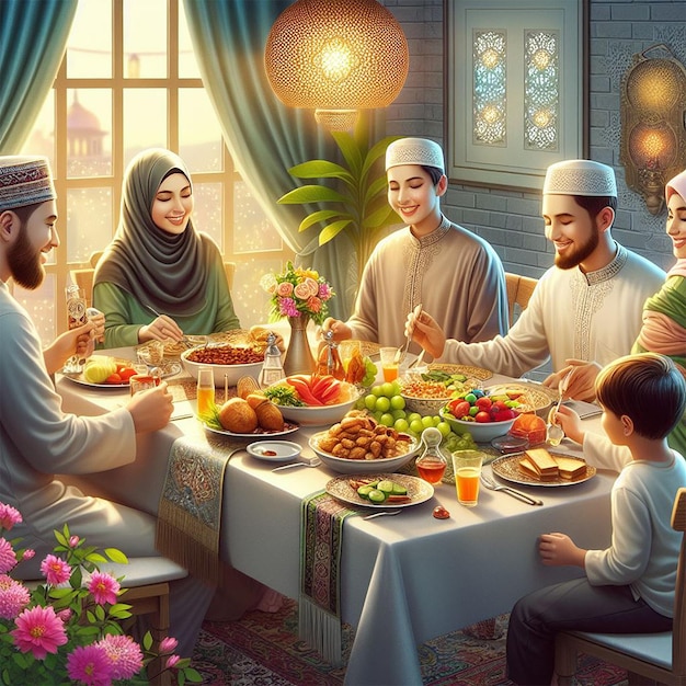 Realistic eid alfitr illustration