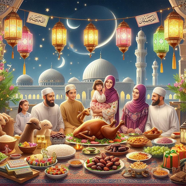 Realistic eid alfitr illustration