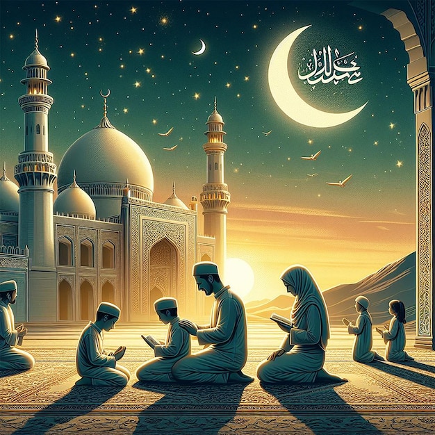 Realistic eid alfitr illustration