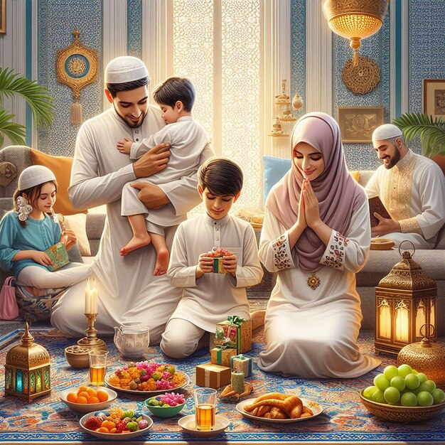 Realistic eid alfitr illustration