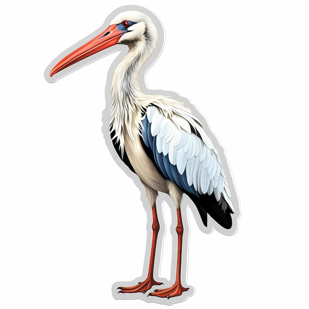 Photo realistic and elegant stork illustration perfect for stickers decorations and naturethemed artworks