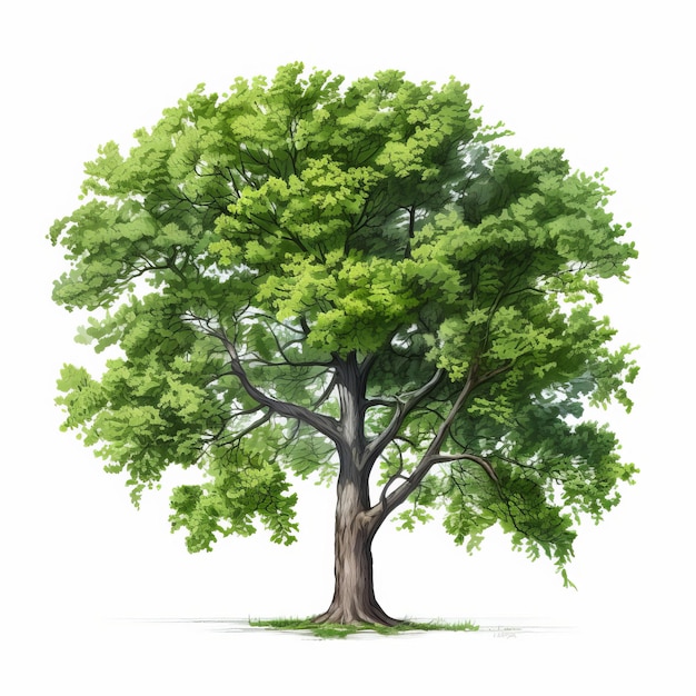 Realistic Elm Tree Illustration On White Background