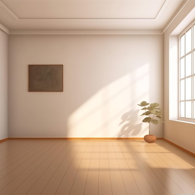 Realistic Empty Room with Sunlight