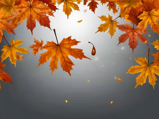 Realistic falling leaves Autumn forest maple leaf in september season flying orange foliage from