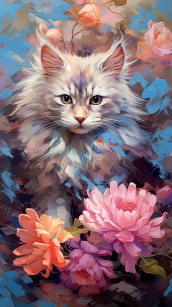 Realistic Fantasy Cat in Flower AI Generated