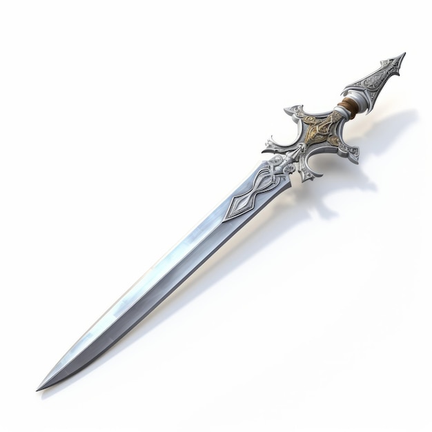 Photo realistic fantasy metal sword with elaborate detailing