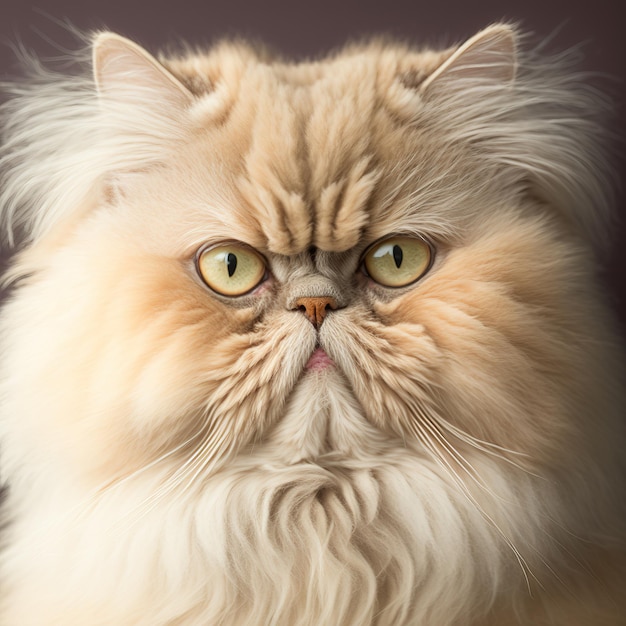 Realistic fluffy persian cat on ravishing natural outdoor background