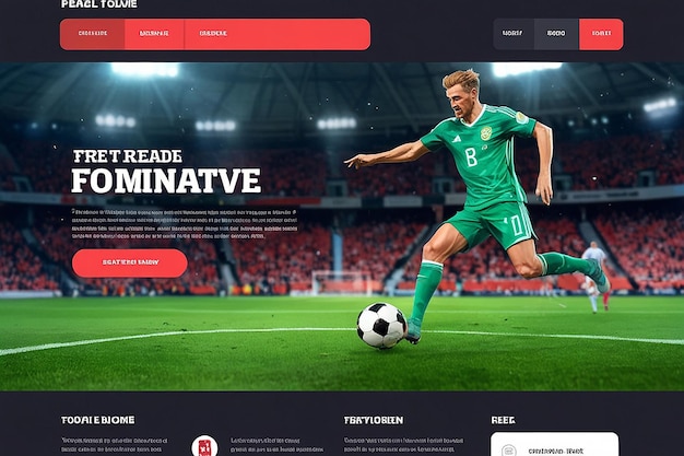 Photo realistic football landing page template design