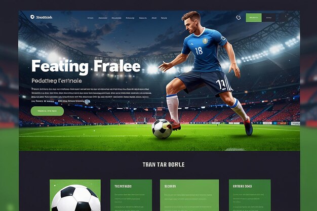 Photo realistic football landing page template design