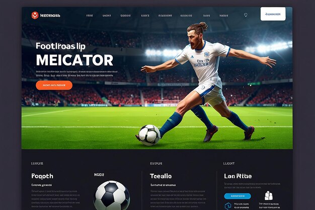 Realistic football landing page template design