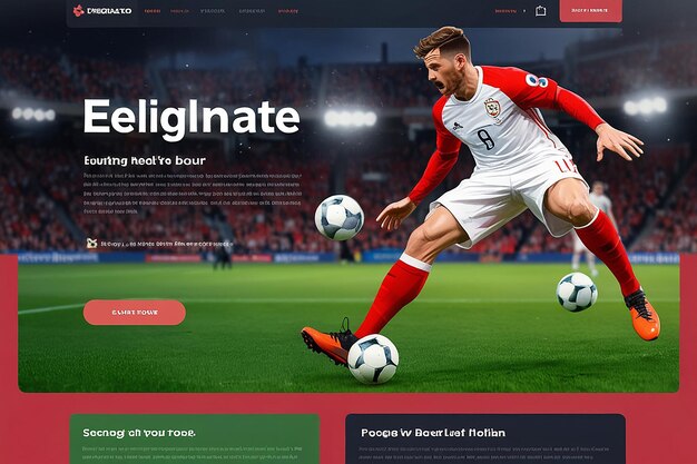 Realistic football landing page template design