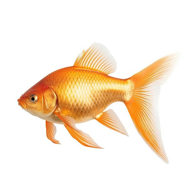 Realistic gold fish on white background