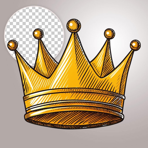 Realistic golden crown on transparent background