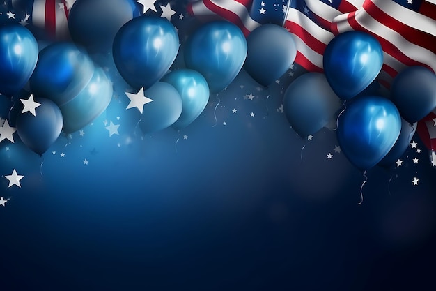 Realistic gradient memorial day usa background with baloon and stars