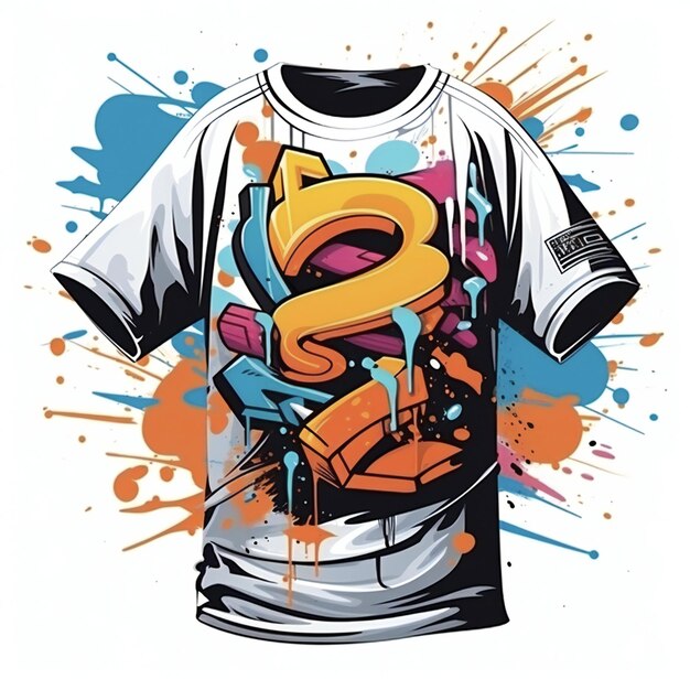 realistic graffiti style tshirt mockup in white background