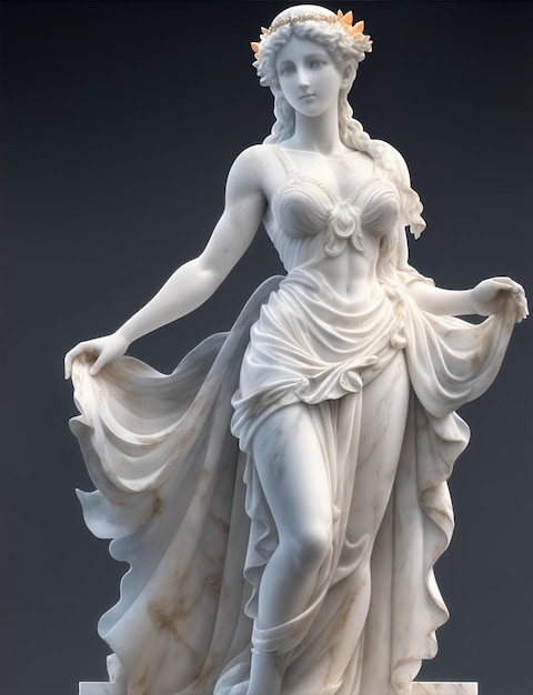 realistic greek white marble statue of a beautiful woman