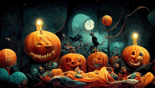 Realistic halloween festival illustration.Halloween night pictures for wall paper.3D illustration.