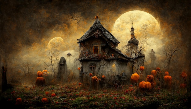 Realistic halloween festival illustration.Halloween night pictures for wall paper.3D illustration.