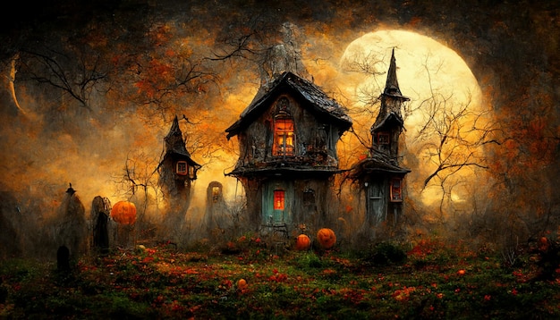 Realistic halloween festival illustration.Halloween night pictures for wall paper.3D illustration.