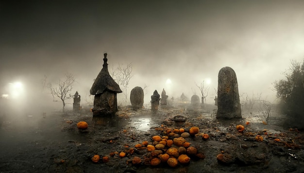 Realistic halloween festival illustration.Halloween night pictures for wall paper.3D illustration