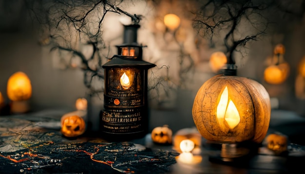 Realistic halloween illustration. Halloween night pictures for wallpaper.3D illustration.