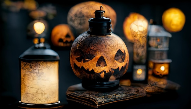 Realistic halloween illustration. Halloween night pictures for wallpaper.3D illustration.