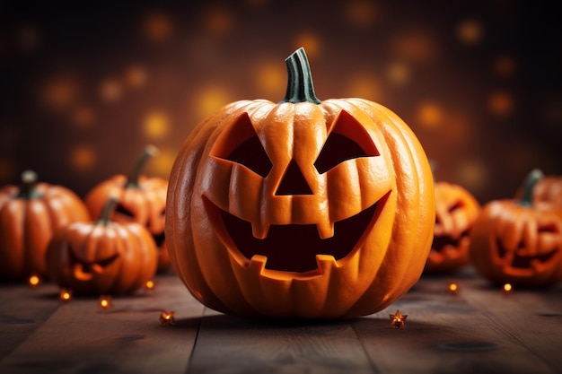 Realistic Halloween Pumpkin Background Embrace the Spooky Season Created with Generative AI