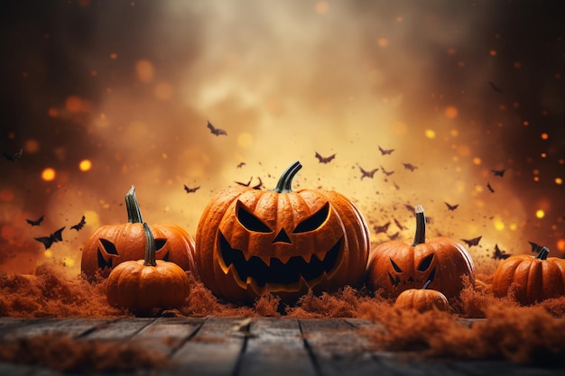 Realistic Halloween Pumpkin Background Embrace the Spooky Season Created with Generative AI