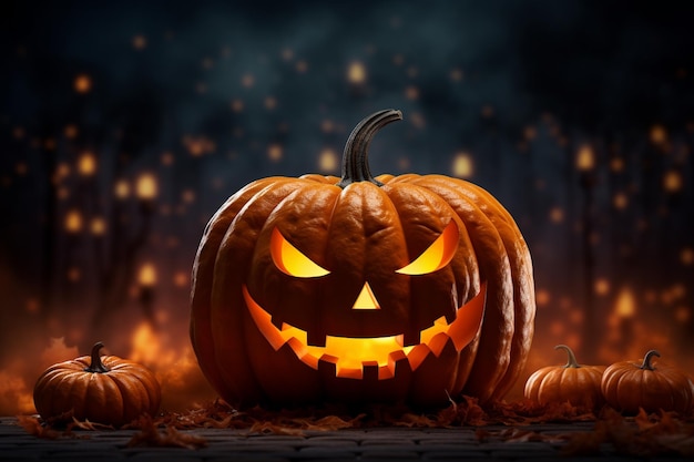 Realistic Halloween Pumpkin Background Embrace the Spooky Season Created with Generative AI