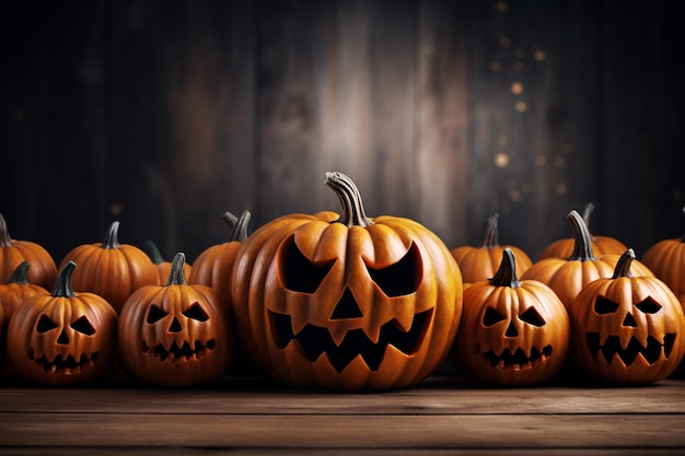 Realistic Halloween Pumpkin Background Embrace the Spooky Season Created with Generative AI