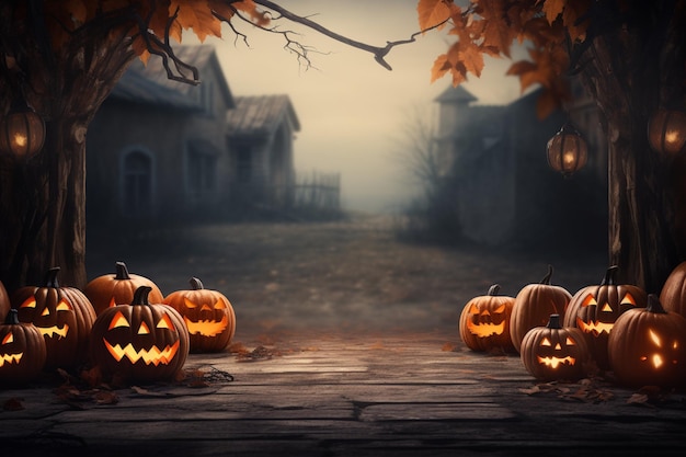 Realistic Halloween Pumpkin Background Embrace the Spooky Season Created with Generative AI