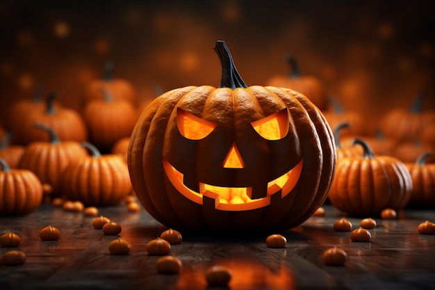 Realistic Halloween Pumpkin Background Embrace the Spooky Season Created with Generative AI