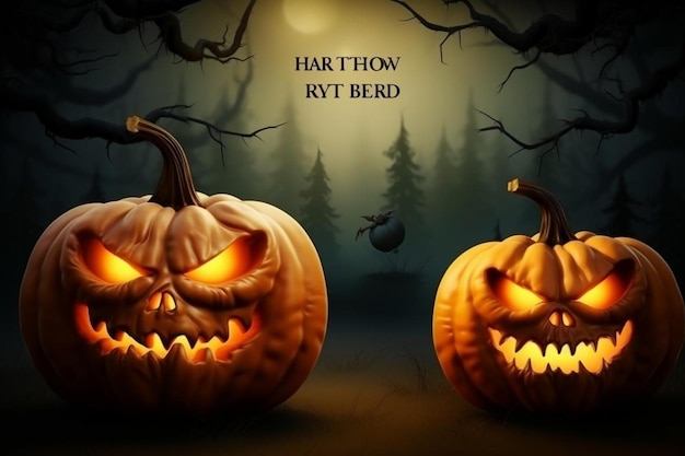 Realistic halloween pumpkins background with be afraid message