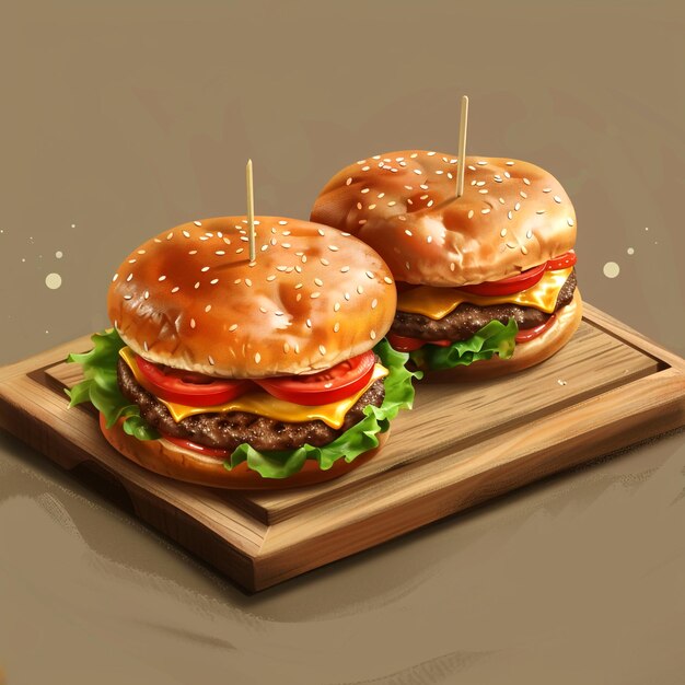 A realistic Haqamburger in a wooden tray banner