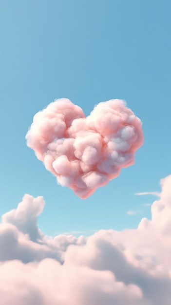 Realistic HeartShaped Clouds in Pastel Colors AI Generated