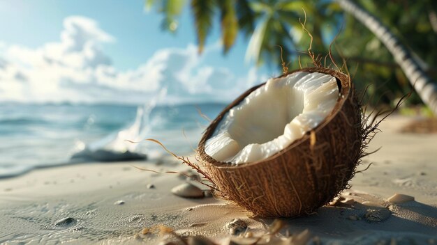 realistic highresolution photo of coconut with detailed background