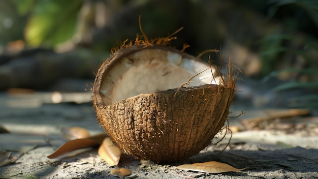 Photo realistic highresolution photo of coconut with detailed background